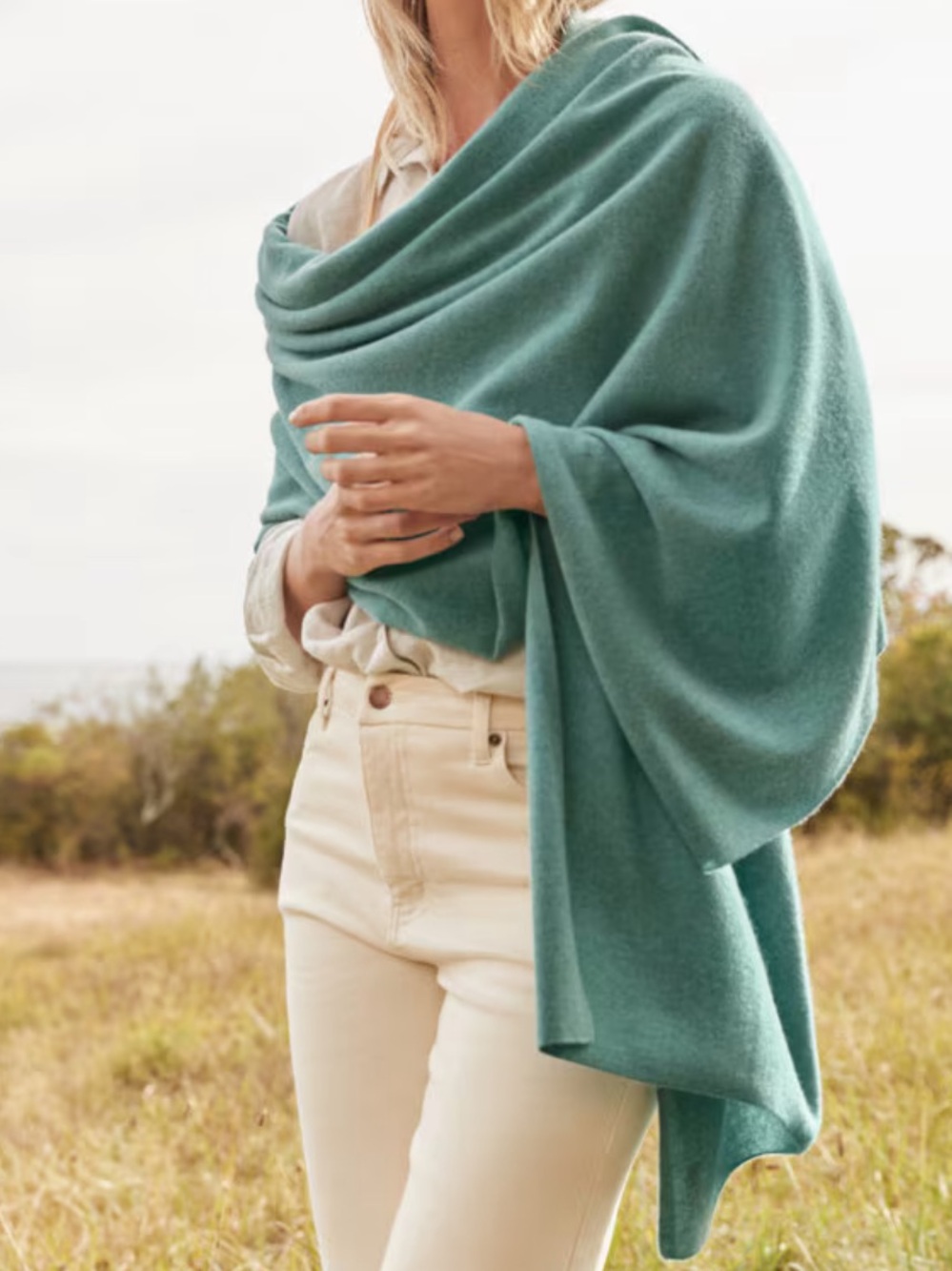 Garnet Hill Emerald Green Cashmere Wrap